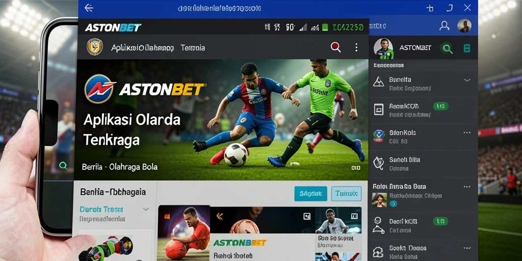 Tampilan antarmuka aplikasi ASTONBET untuk berita olahraga bola.