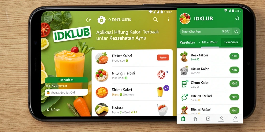 Tampilan antarmuka pengguna IDKLUB untuk penghitung kalori yang lengkap.