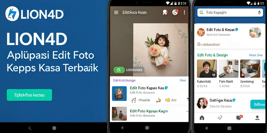 Antarmuka LION4D untuk editing foto kertas kaca yang intuitif dan menarik.