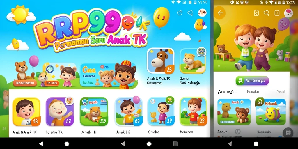Antarmuka RR999 yang ceria dan menarik untuk anak-anak.