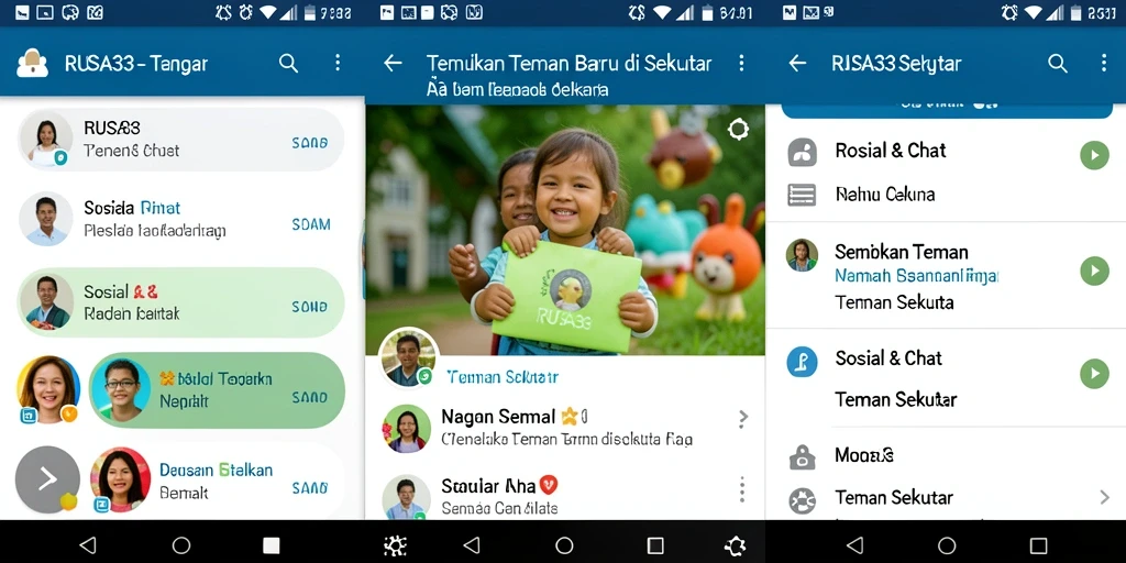 Antarmuka RUSA33 memudahkan pencarian teman baru di sekitar.